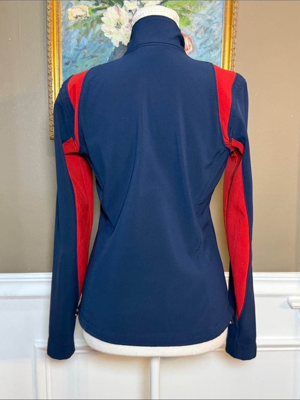 Ariat Team Softshell Riding Jacket Women XS Navy Red Full Zip Equestrian - Picture 3 of 13